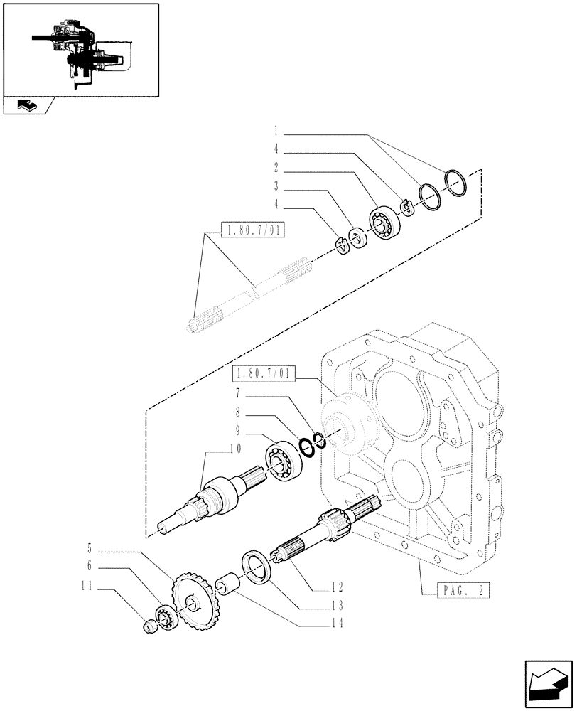 Схема запчастей Case IH FARMALL 95U - (1.80.1/06[03]) - HYDR. 540 POWER TAKE OFF - SHAFTS & GEARS (VAR.330727-334727) (07) - HYDRAULIC SYSTEM