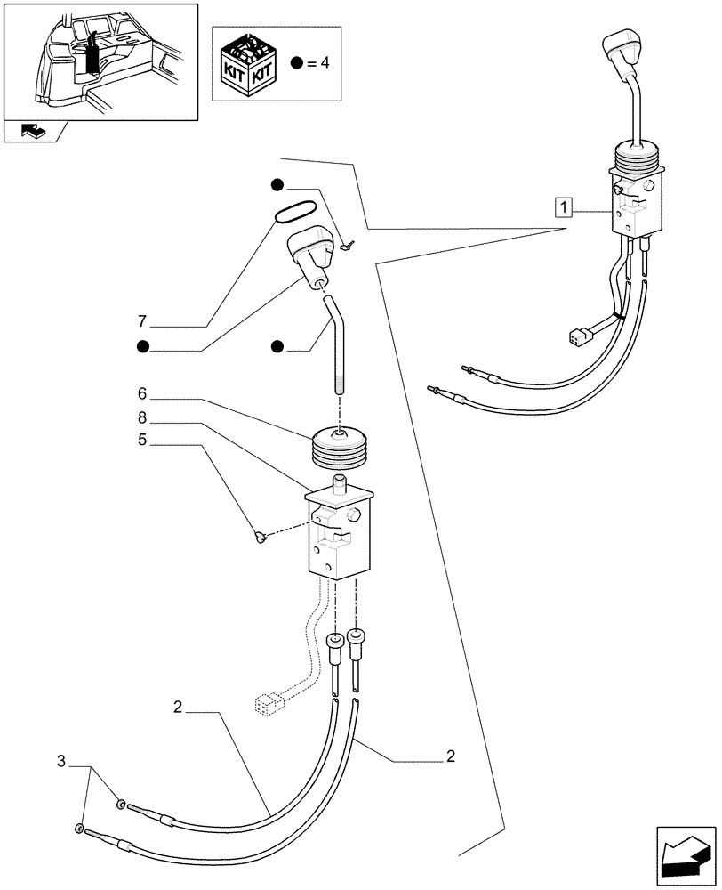 Схема запчастей Case IH FARMALL 105U - (1.96.2/07A) - TWO MID-MOUNT VALVES FOR REAR CONTROL VALVES - JOYSTICK - BREAKDOWN - W/CAB - C7237 (10) - OPERATORS PLATFORM/CAB