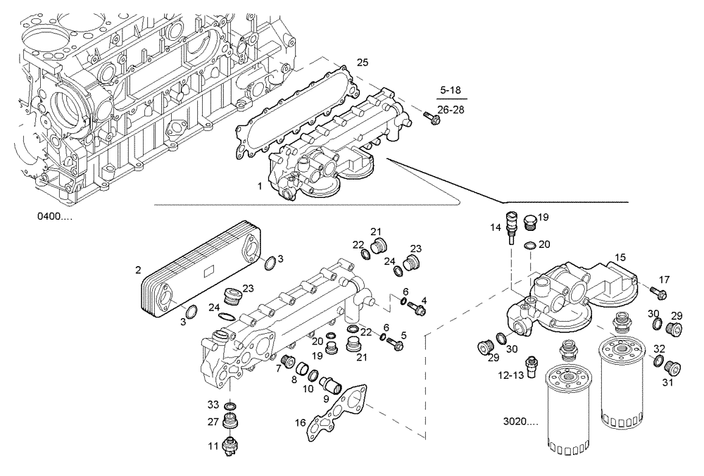 Схема запчастей Case IH F3AE0684G B003 - (3100.114) - OIL - WATER HEAT EXCHANGER 