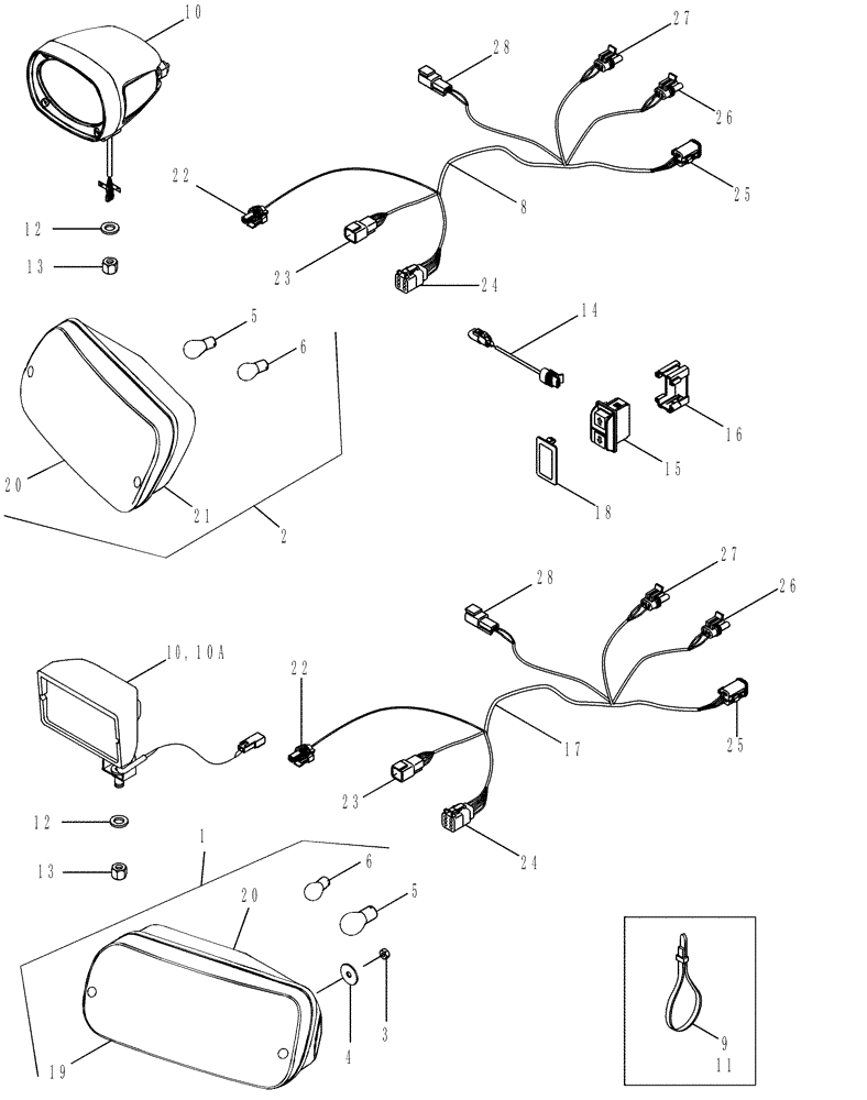 Схема запчастей Case IH MAGNUM 275 - (04-36) - LAMPS - REAR FENDER AND REMOTE HITCH SWITCH (04) - ELECTRICAL SYSTEMS