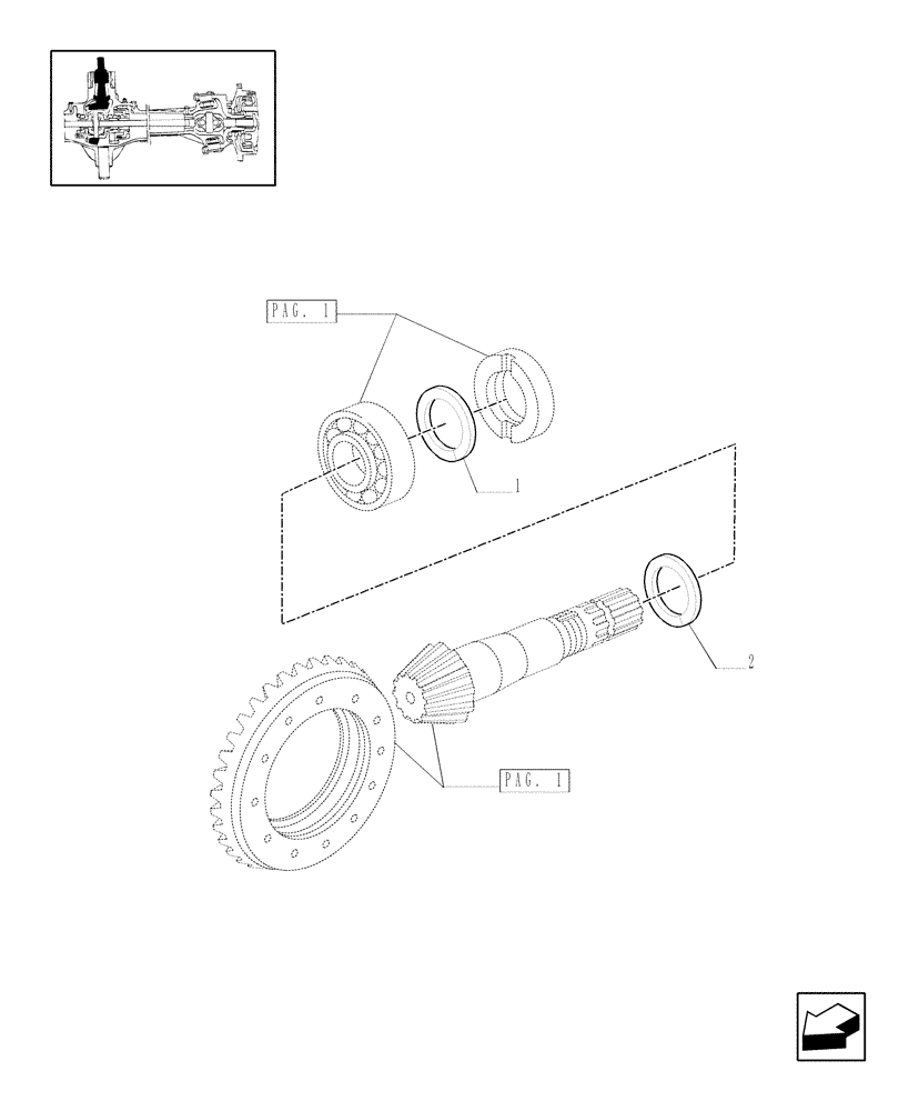 Схема запчастей Case IH MXU110 - (1.40.0/06[02]) - 4WD FRONT AXLE - (STD + VAR. 301-358) BEVEL GEAR PAIR (04) - FRONT AXLE & STEERING