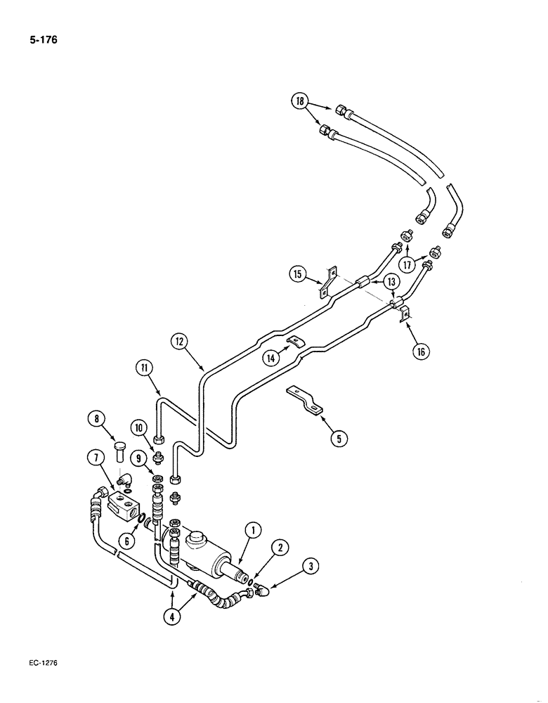 Схема запчастей Case IH 585 - (5-176) - STEERING PIPES FRONT - 2 WHEEL DRIVE, P.I.N. 18001 AND AFTER (05) - STEERING