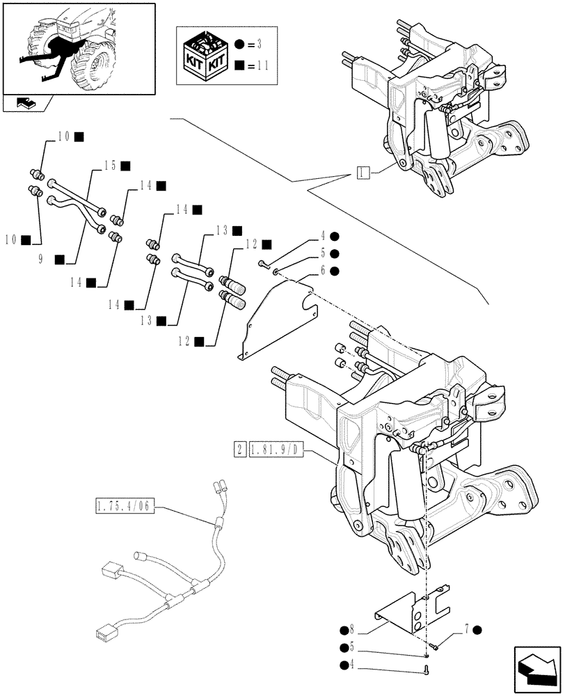 Схема запчастей Case IH PUMA 210 - (1.81.9/03B) - FRONT HPL - BREAKDOWN (07) - HYDRAULIC SYSTEM