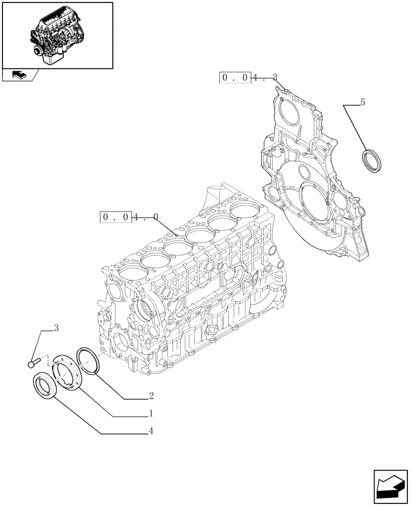 Схема запчастей Case IH F3CE0684A E001 - (0.04.3[02]) - ENGINE BLOCK FRONT COVER (504045977) 