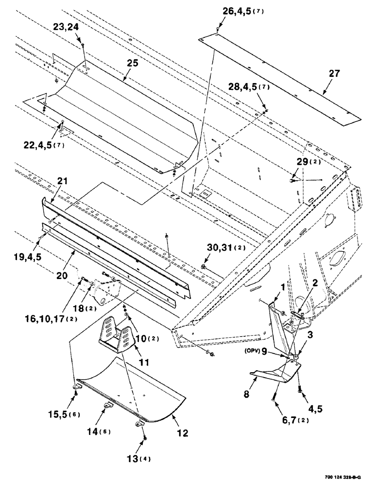 Схема запчастей Case IH 8840 - (7-18) - AUGER PAN, DIVIDER AND SKID SHOE ASM - LEFT (16 FOOT), (S.N. CFH0095053 AND LATER) (58) - ATTACHMENTS/HEADERS