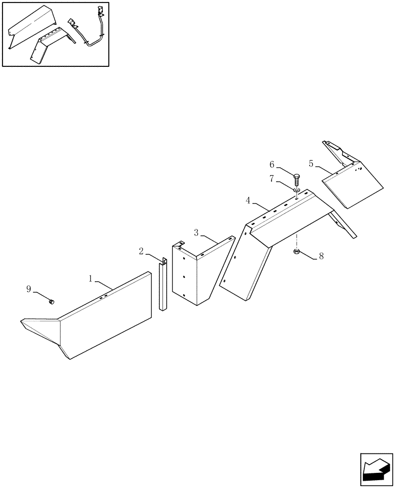 Схема запчастей Case IH LBX421R - (08.009[01]) - LOWER SHIELDS, SINGLE AXLE, LH (08) - SHEET METAL/DECALS