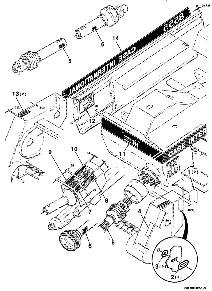 Схема запчастей Case IH 8555 - (09-02) - DECALS AND LOCATION DIAGRAM (FRONT & RIGHT) (S.N. CFH0046501 THRU CFH0046949) Decals & Attachments