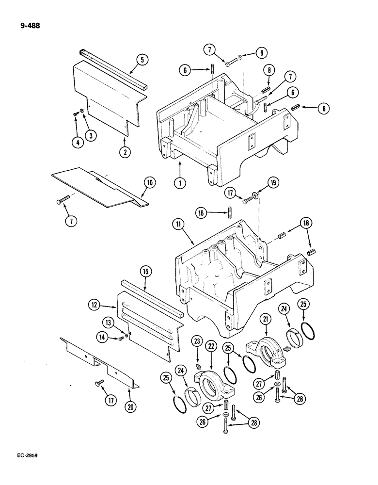 Схема запчастей Case IH 585 - (9-488) - BOLSTERS, FRONT CAST (09) - CHASSIS/ATTACHMENTS