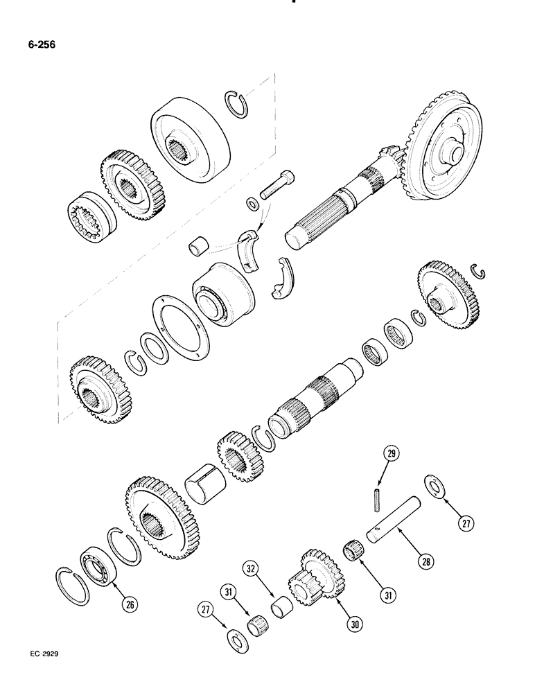 Схема запчастей Case IH 885 - (6-256) - RANGE TRANSMISSION, IN REAR FRAME (CONTD) (06) - POWER TRAIN