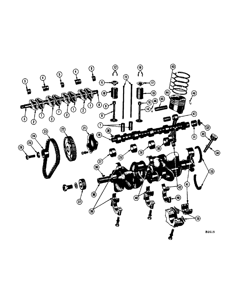 Схема запчастей Case IH 1060 - (356) - ROCKER ASSEMBLIES AND VALVES, CHRYSLER LH-318 ENGINES (10) - ENGINE