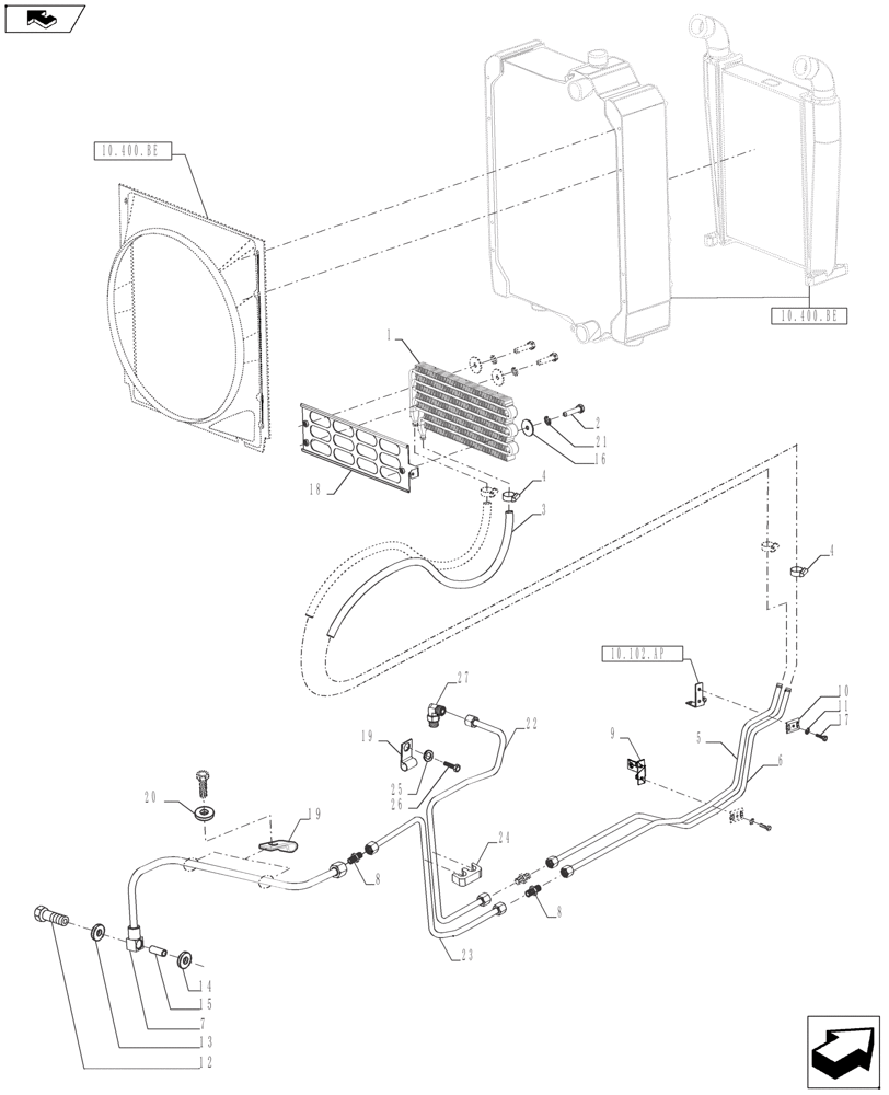 Схема запчастей Case IH FARMALL 125A - (21.109.AD[01]) - COOLING SYSTEM - OIL - MECHANICAL (21) - TRANSMISSION