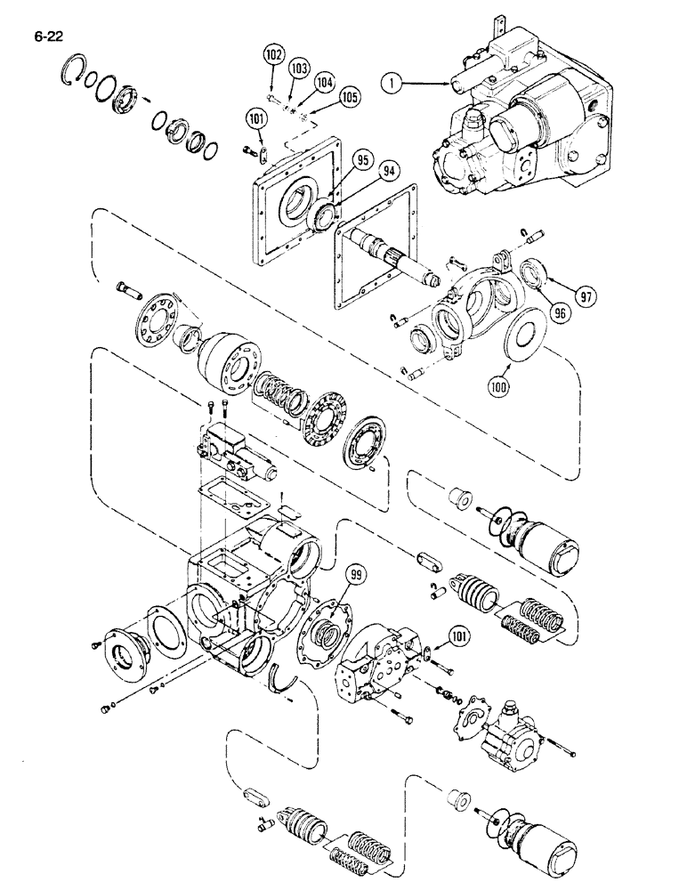 Схема запчастей Case IH 1620 - (6-022) - HYDROSTATIC PUMP (CONTD) (03) - POWER TRAIN