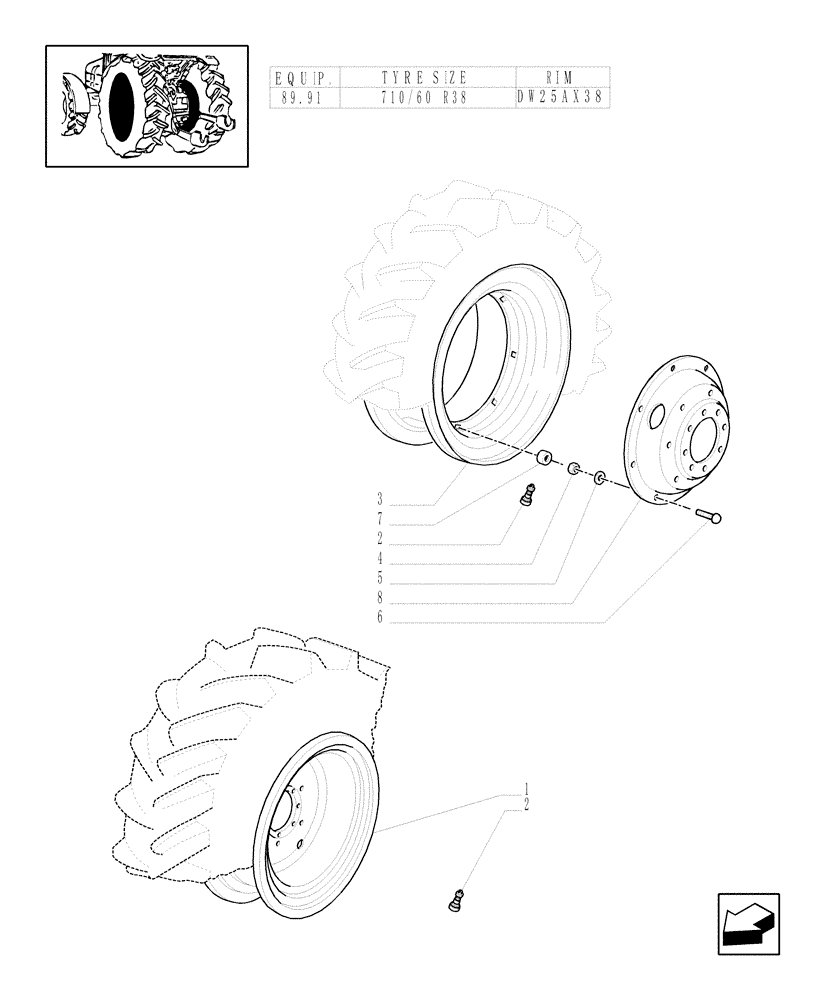 Схема запчастей Case IH MXM155 - (83.00[28]) - DRIVE WHEELS (11) - WHEELS/TRACKS