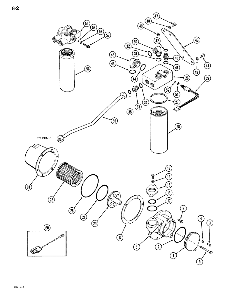 Схема запчастей Case IH 7110 - (8-02) - HYDRAULIC TRANSMISSION FILTERS, PRIOR TO TRANSMISSION SERIAL NUMBER AJB0044915 (08) - HYDRAULICS