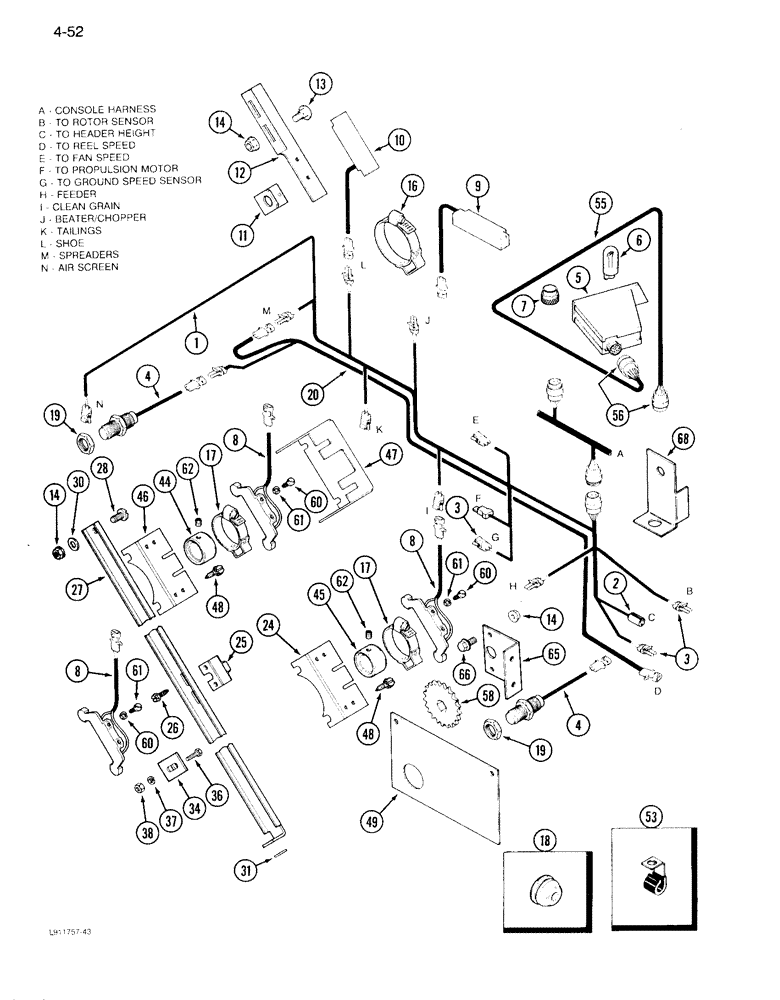 Схема запчастей Case IH 1640 - (4-52) - SHAFT SPEED MONITOR CONTROL, COMBINE W/STRAW CHOPPER, PRIOR TO SERIAL NO. JJC0097190 (06) - ELECTRICAL