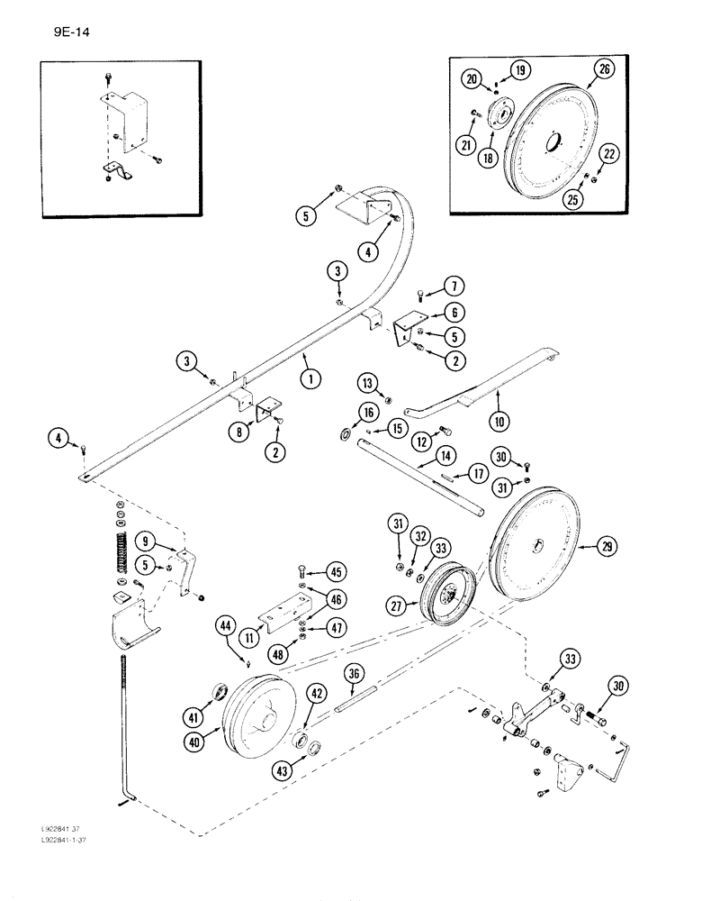 Схема запчастей Case IH 1640 - (9E-14) - GRAIN TANK UNLOADER BELT DRIVE, P.I.N. JJC0097103 AND AFTER (17) - GRAIN TANK & UNLOADER