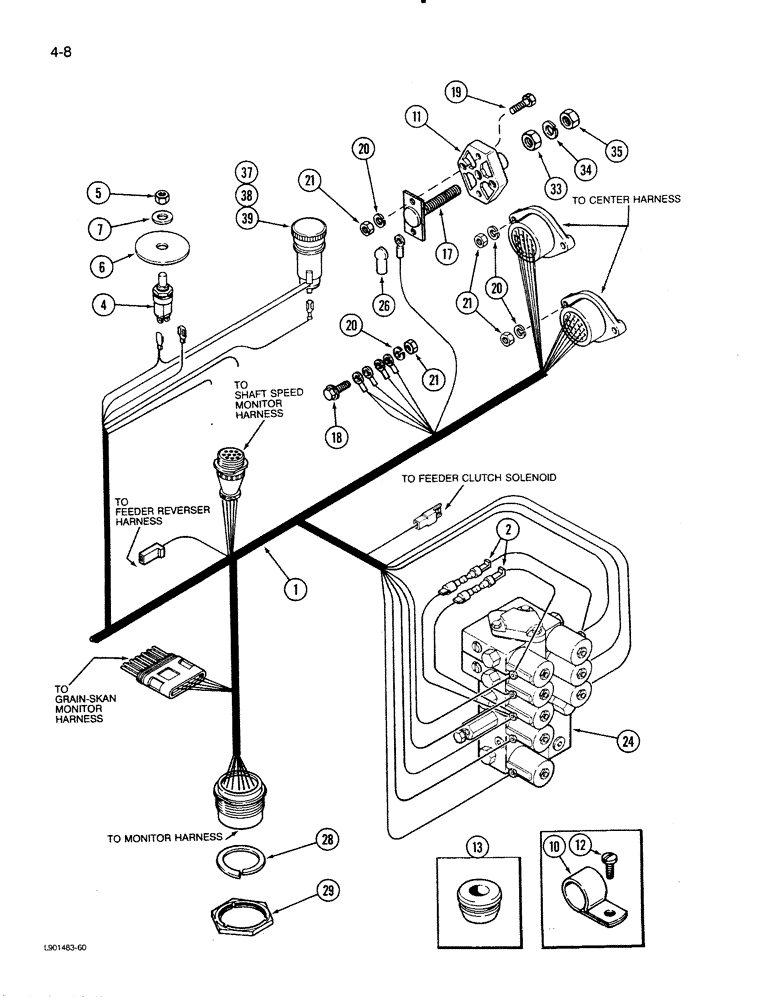 Схема запчастей Case IH 1620 - (4-08) - CONSOLE HARNESS, IN LEFT CONSOLE (06) - ELECTRICAL