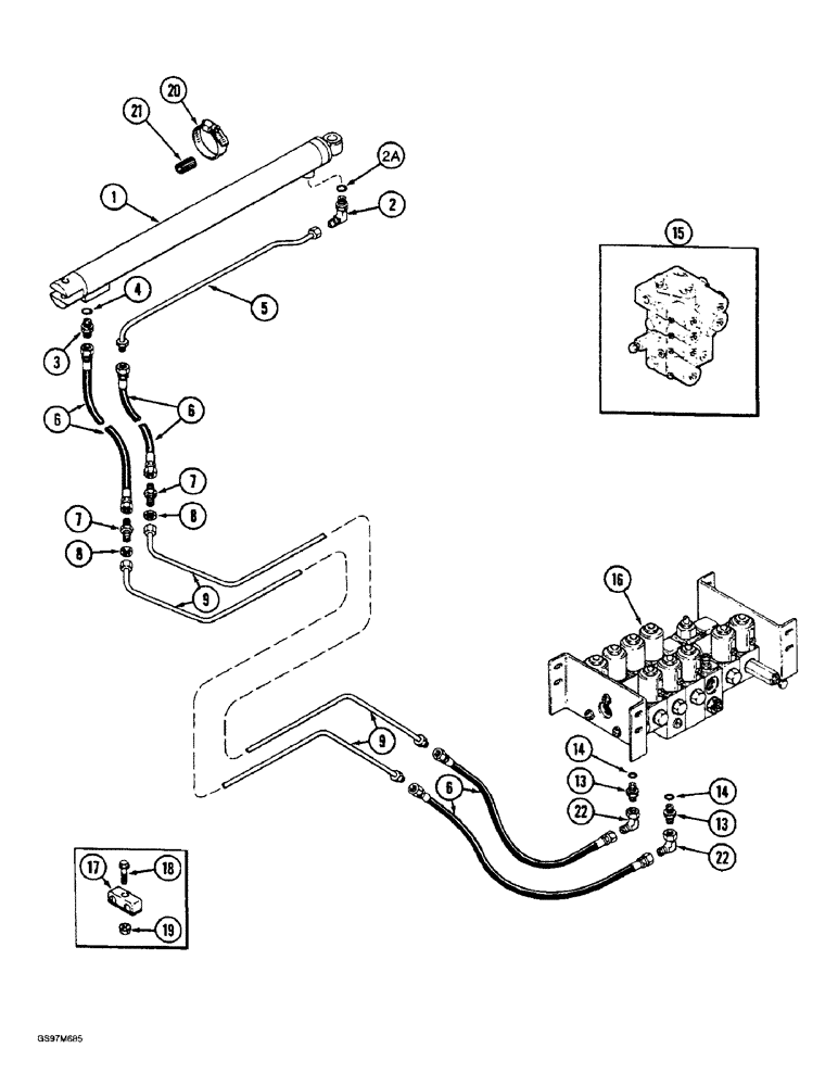 Схема запчастей Case IH 1660 - (8-122) - UNLOADER TUBE SWING CYLINDER SYSTEM (07) - HYDRAULICS