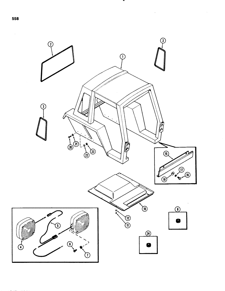 Схема запчастей Case IH 1070 - (0560) - PROTECTIVE FRAME AND CANOPY (09) - CHASSIS/ATTACHMENTS