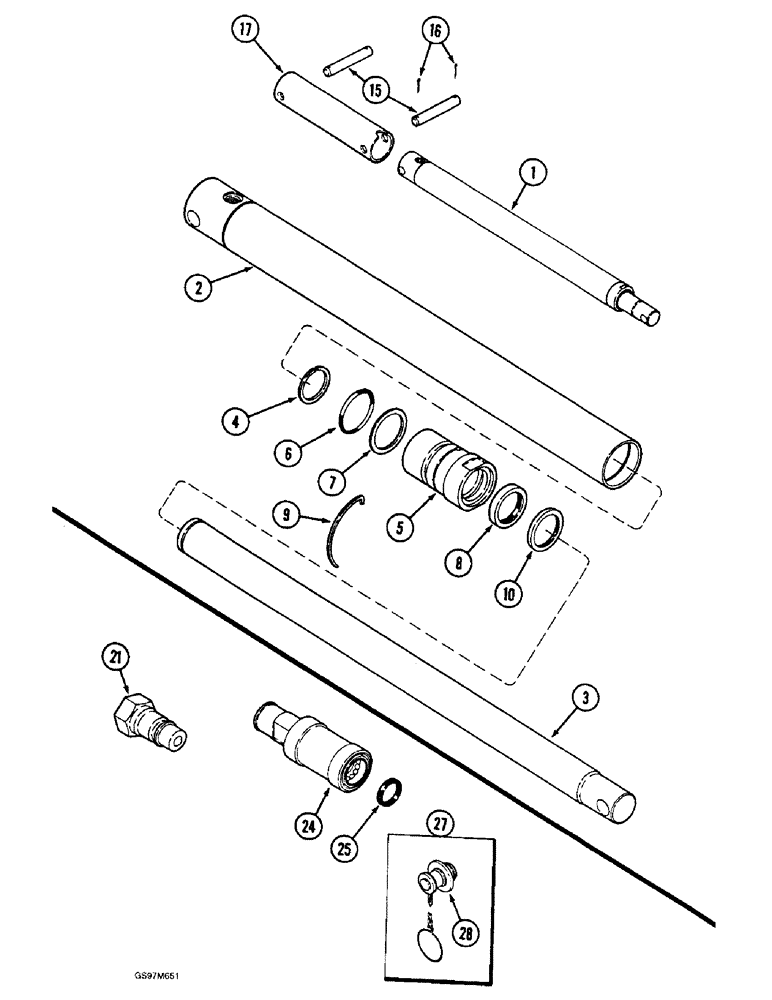 Схема запчастей Case IH 1660 - (8-054) - HEADER LIFT CYLINDER (07) - HYDRAULICS