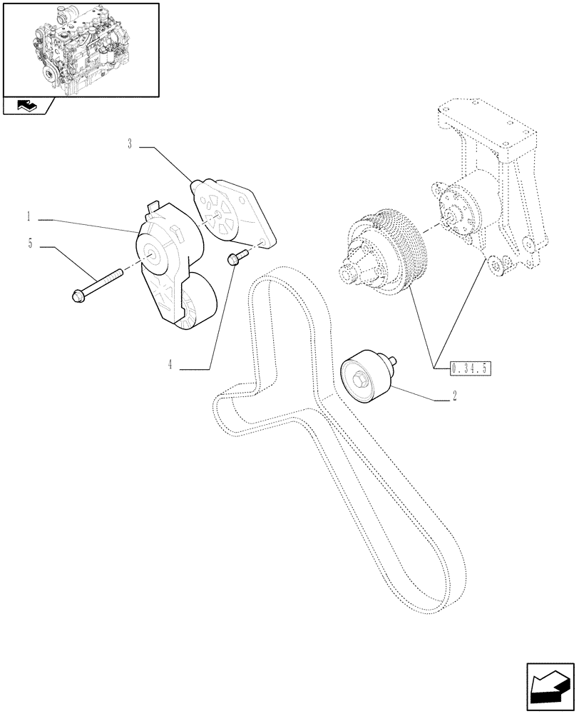 Схема запчастей Case IH PUMA 155 - (0.34.0/02) - WATER PUMP DRIVE - JAPAN (VAR.330004) (01) - ENGINE