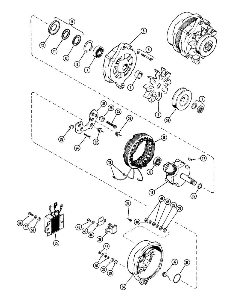 Схема запчастей Case IH 1370 - (112) - ALTERNATOR ASSEMBLY, PRESTOLITE NUMBER ALH7307 (04) - ELECTRICAL SYSTEMS