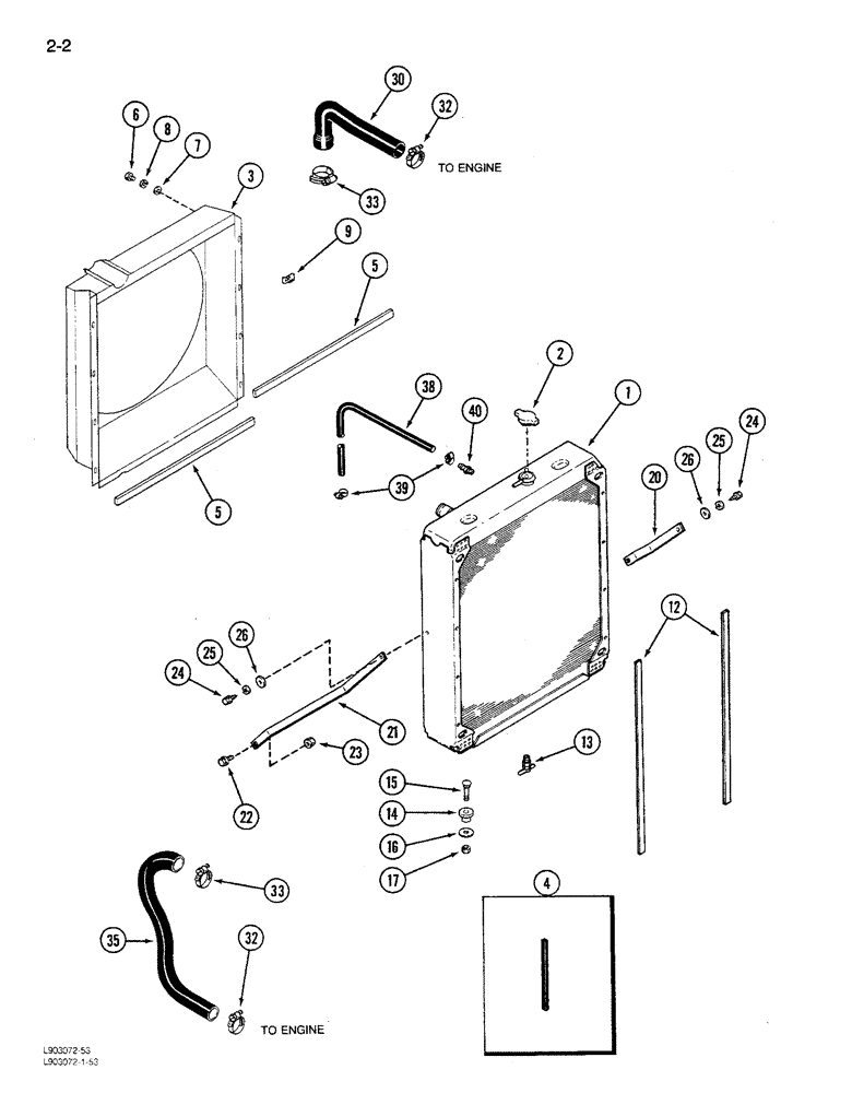 Схема запчастей Case IH 1680 - (2-002) - RADIATOR AND FAN SHROUD (01) - ENGINE