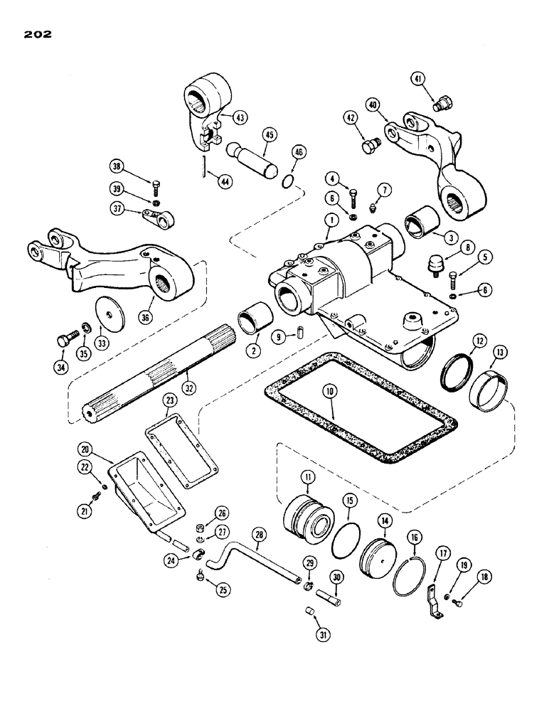 Схема запчастей Case IH 430 - (202) - ROCKSHAFT AND HOUSING, DRAFT-O-MATIC, GENERAL PURPOSE TRACTOR (09) - CHASSIS/ATTACHMENTS