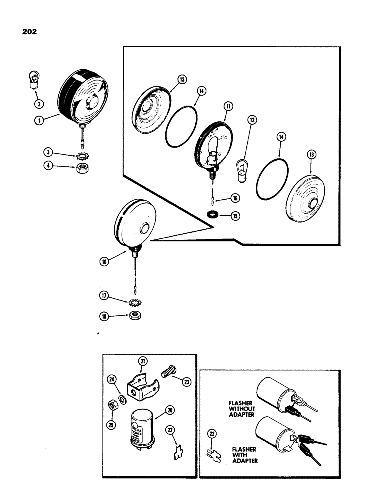 Схема запчастей Case IH 970 - (202) - FLASHER LAMP, ROUND TYPE, WITHOUT CAB (04) - ELECTRICAL SYSTEMS