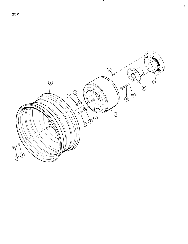 Схема запчастей Case IH 1270 - (252) - OUTER DUAL WHEEL SPACER, 38 INCH STEEL WHEEL WITH 3-1/2 INCH DIAMETER AXLE (06) - POWER TRAIN