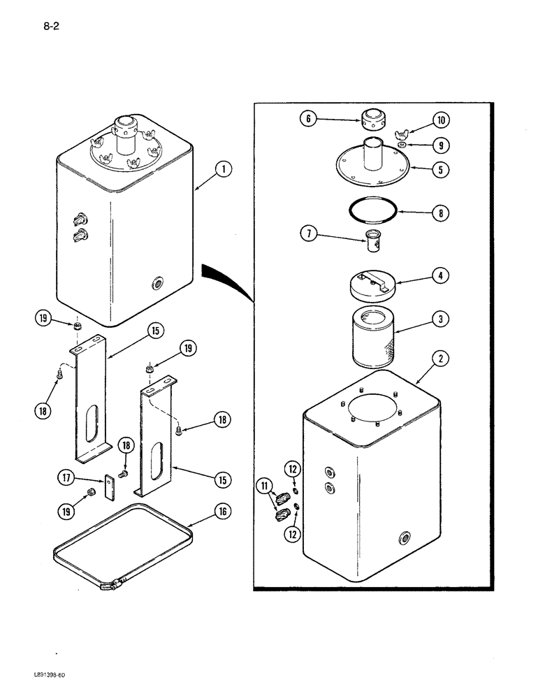 Схема запчастей Case IH 1680 - (8-002) - HYDRAULIC RESERVOIR, PRIOR TO P.I.N. JJC0047918 (07) - HYDRAULICS