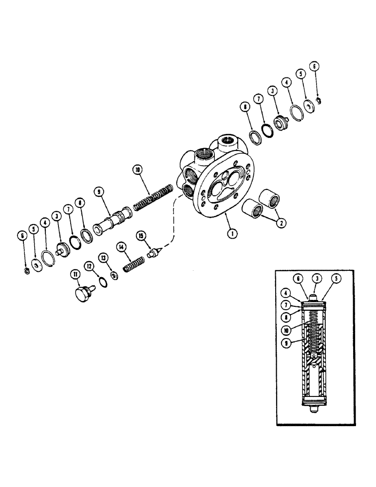 Схема запчастей Case IH 2670 - (338) - HYDRAULIC PUMP REAR COVER, WITH PUSH TYPE FLOW DIVIDER PLUG, FOR A139176 PUMP (08) - HYDRAULICS