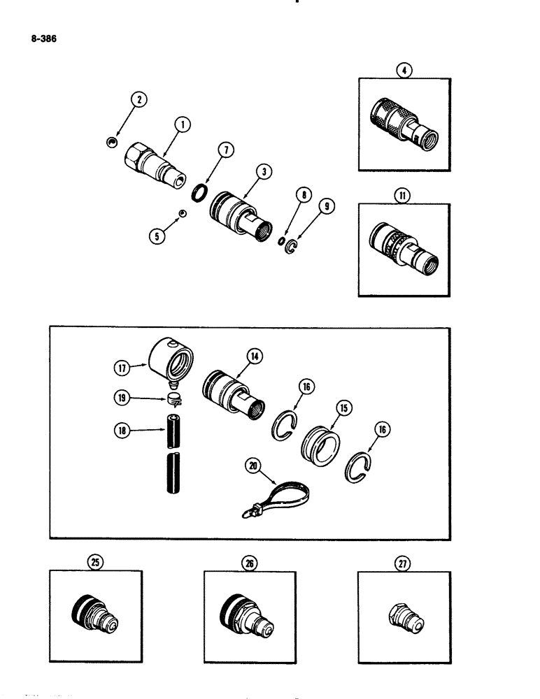 Схема запчастей Case IH 2294 - (8-386) - REMOTE HYDRAULICS, QUICK DISCONNECT COUPLINGS (08) - HYDRAULICS