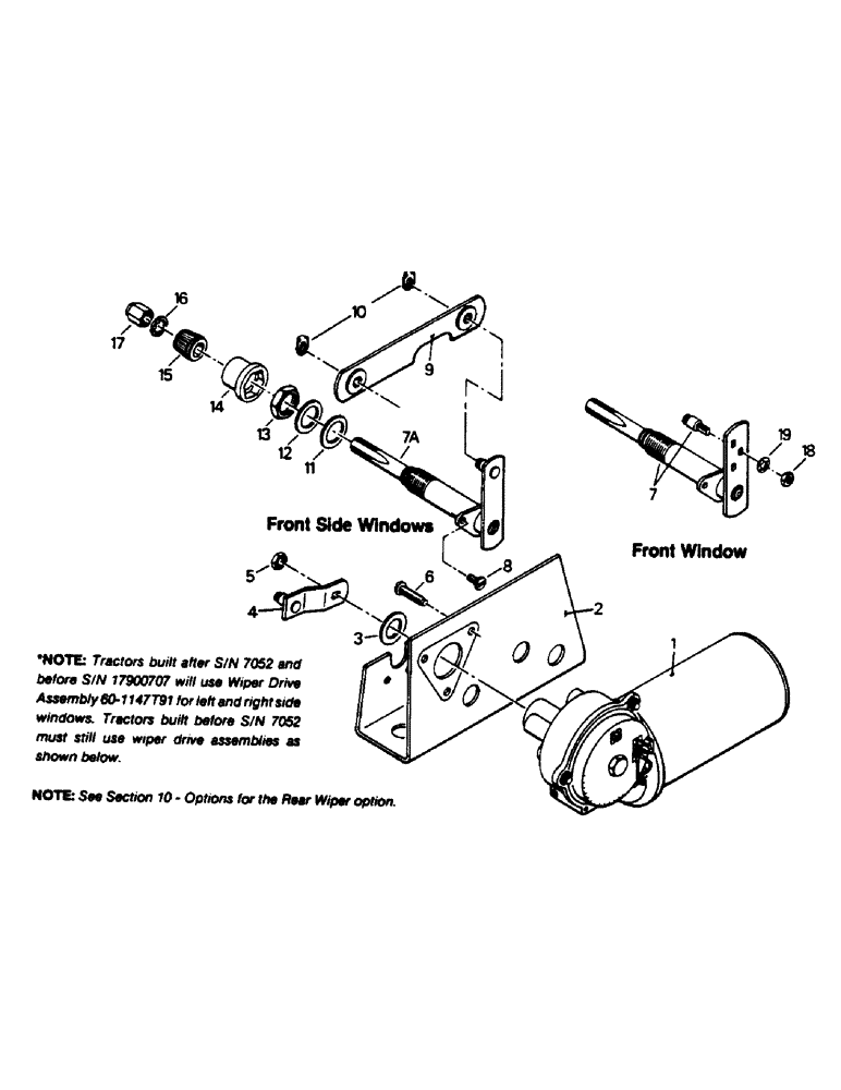 Схема запчастей Case IH 9130 - (01-48) - WIPER DRIVE ASSEMBLY, FRONT WINDOWS PRIOR TO SERIAL NUMBER 17900707 (10) - CAB