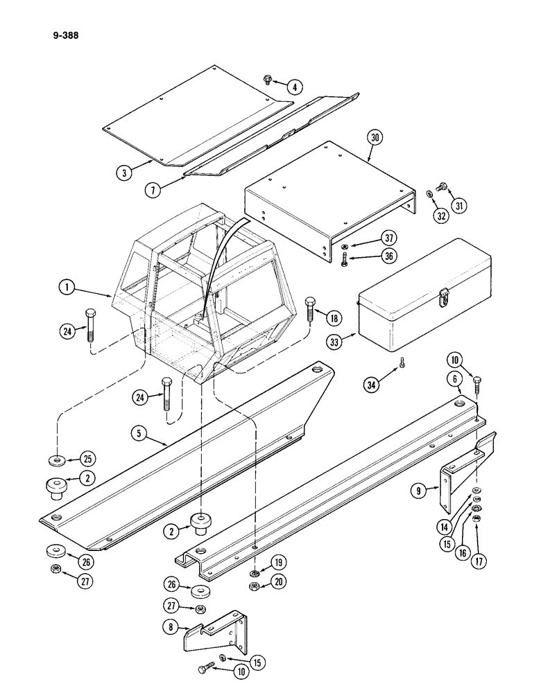 Схема запчастей Case IH 4994 - (9-388) - CAB, MOUNTING PARTS (09) - CHASSIS/ATTACHMENTS