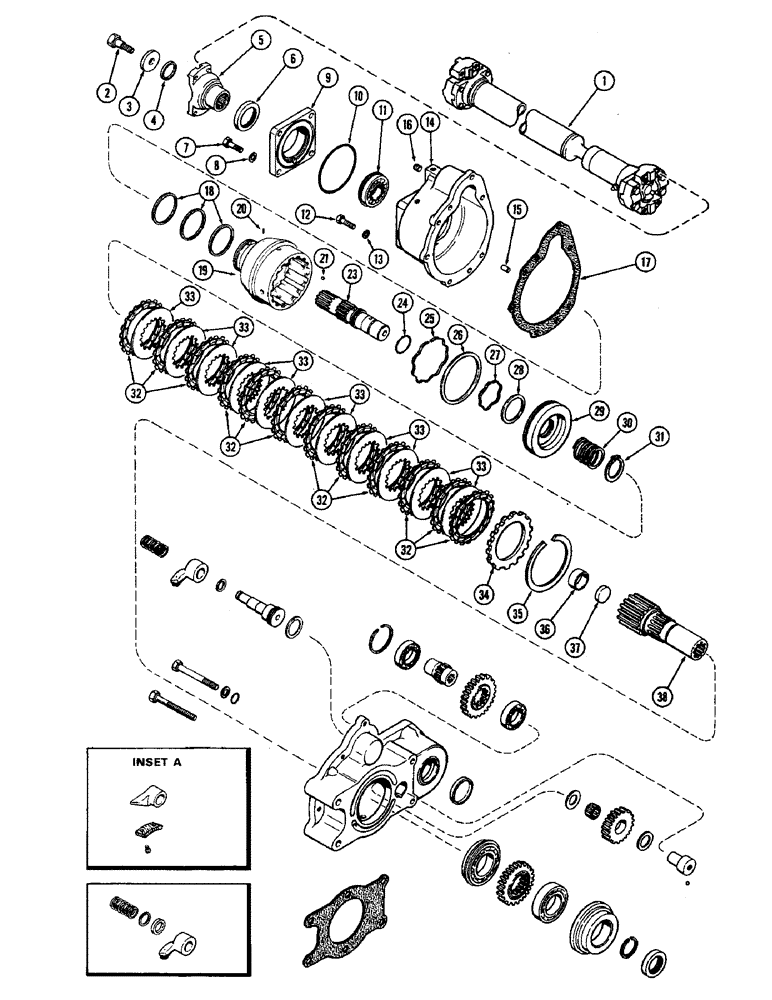 Схема запчастей Case IH 2470 - (168) - P.T.O. INPUT & OUTPUT SHAFTS & CLUTCH (06) - POWER TRAIN