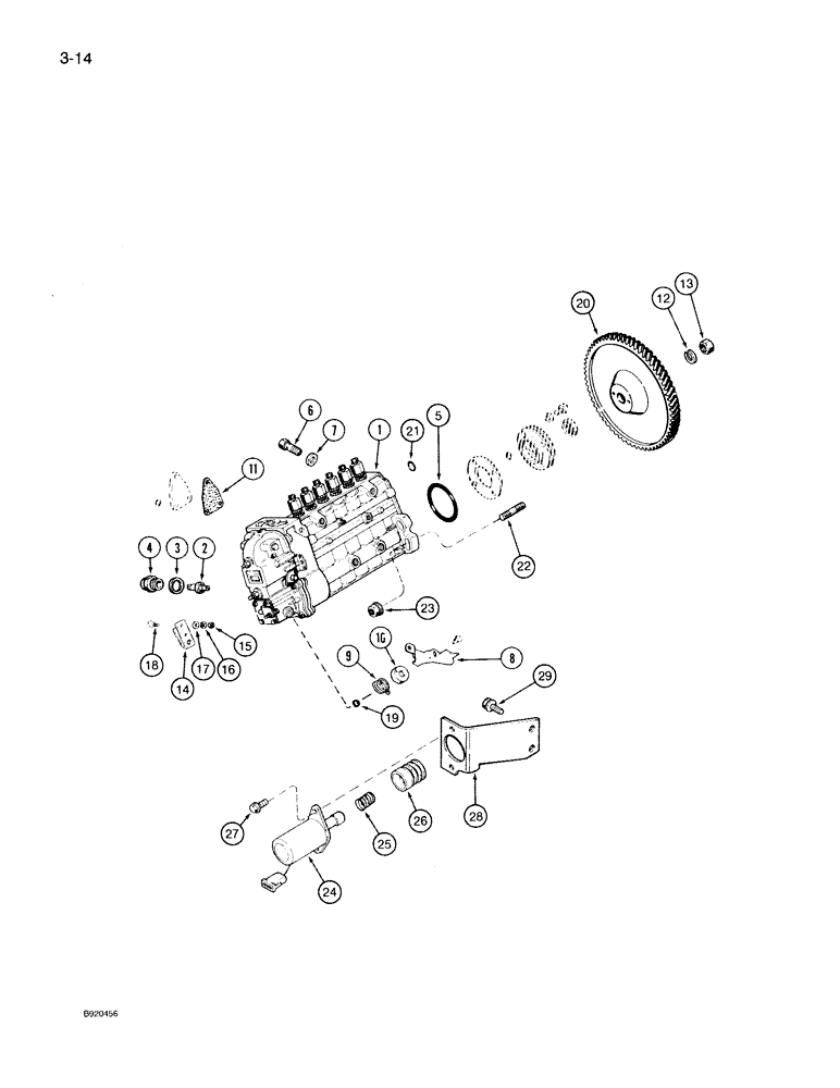 Схема запчастей Case IH 7130 - (3-014) - FUEL INJECTION PUMP AND DRIVE, 6T-830 ENGINE, PRIOR TO ENGINE S/N 44827491 (03) - FUEL SYSTEM