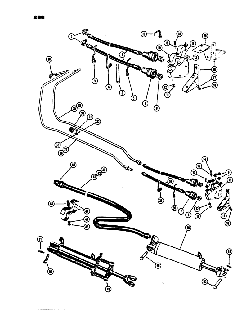 Схема запчастей Case IH 430 - (288) - REMOTE HOSES AND COUPLINGS, EAGLE HITCH, DRY CLUTCH AND CASE-O-MATIC TRACTORS, PRIOR TO S/N 8262800 (06) - POWER TRAIN