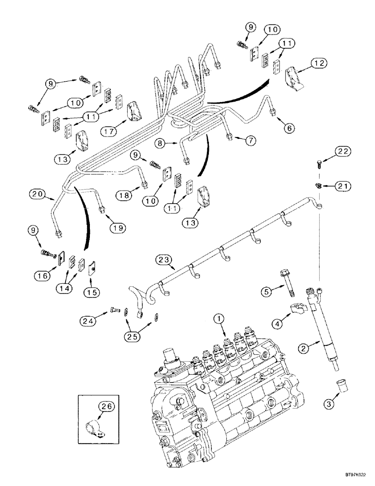 Схема запчастей Case IH MX220 - (3-004) - FUEL INJECTION SYSTEM, MX200, MX220, 6TAA-830 EMISSIONS CERTIFIED ENGINE (03) - FUEL SYSTEM