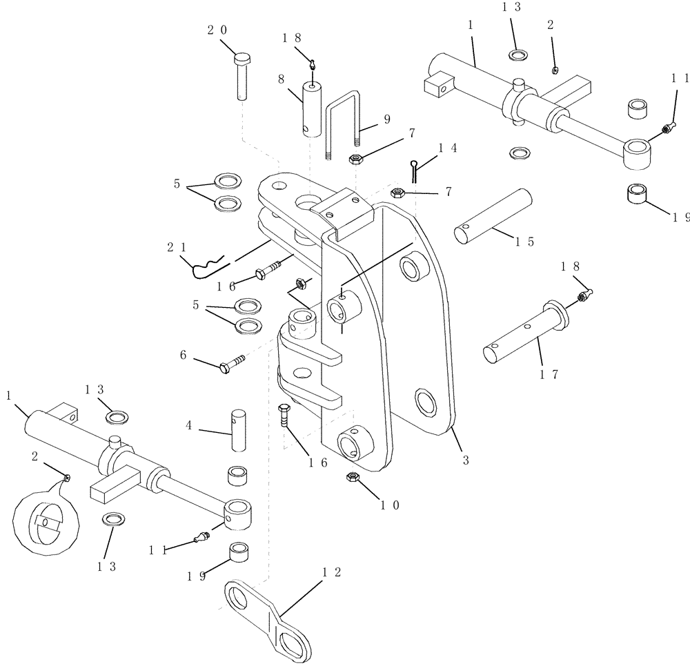 Схема запчастей Case IH 716524016 - (12) - SWING POST & SWING CYLINDERS 