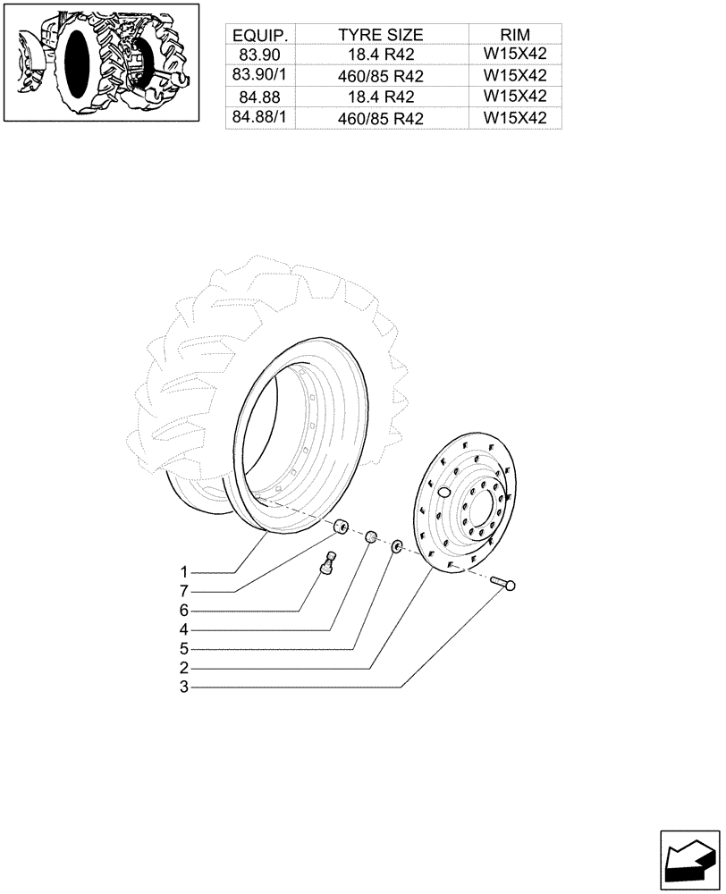 Схема запчастей Case IH PUMA 210 - (83.00[02]) - DRIVE WHEELS (11) - WHEELS/TRACKS