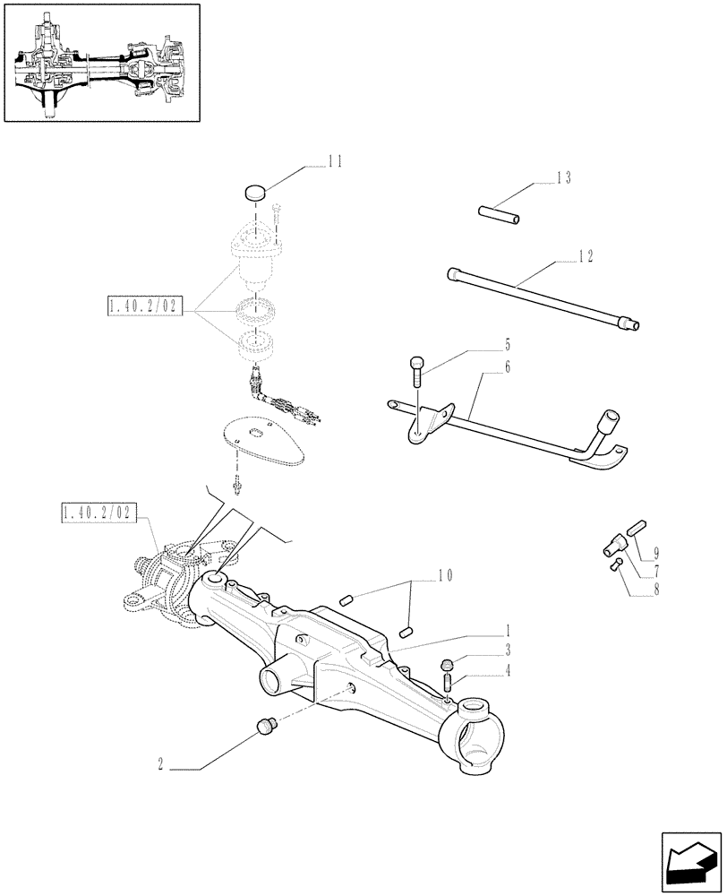 Схема запчастей Case IH PUMA 180 - (1.40.2/01) - (VAR.463) 4WD FRONT AXLE WITH ACTIVE SUSPENSIONS - BOX (04) - FRONT AXLE & STEERING