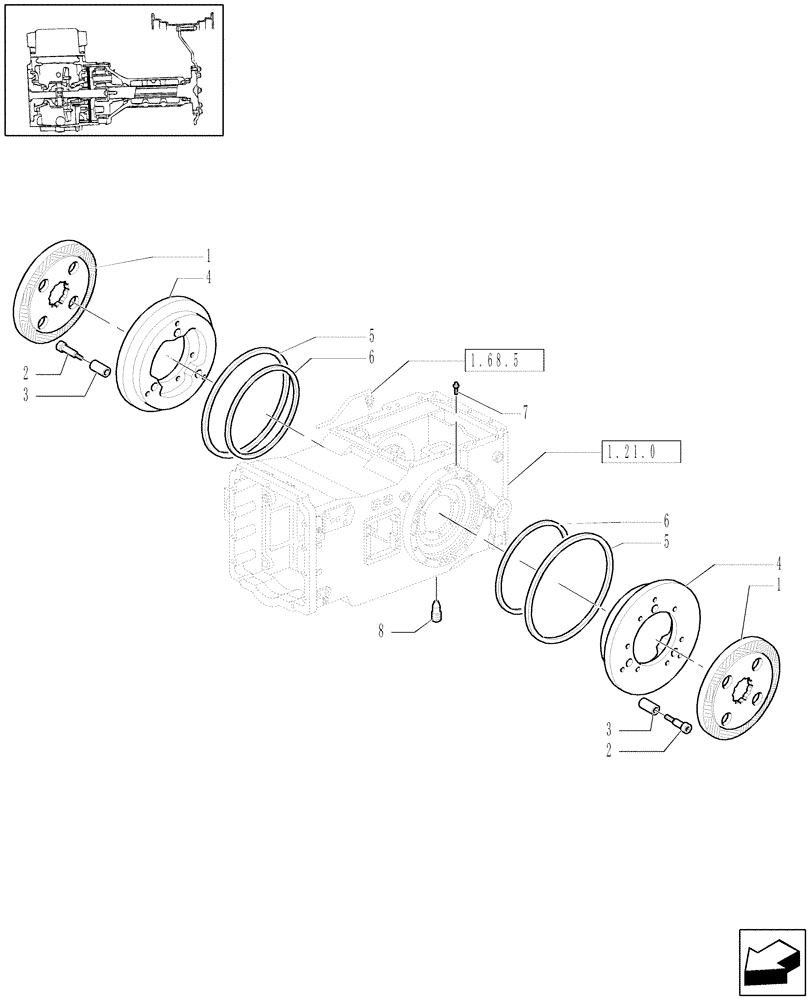 Схема запчастей Case IH MAXXUM 100 - (1.65.3[01]) - REAR AXLE - BRAKES (05) - REAR AXLE