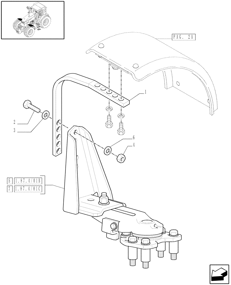 Схема запчастей Case IH MAXXUM 115 - (1.87.4/01[01A]) - 4WD DYNAMIC FRONT FENDERS WITH AXLE WITH BRAKE - D5799 (VAR.333884-334884-335884-337884) (08) - SHEET METAL