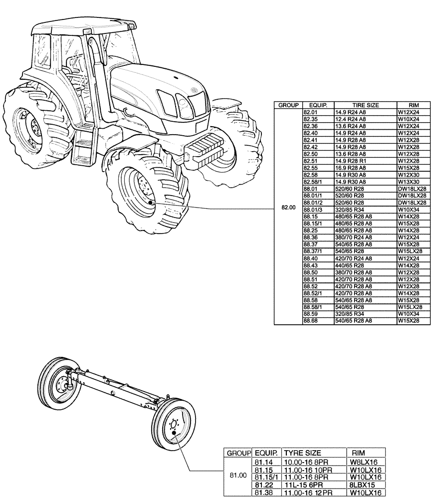 Схема запчастей Case IH MAXXUM 110 - (SEC. 11[01]) - WHEELS / TRACKS (00) - GENERAL