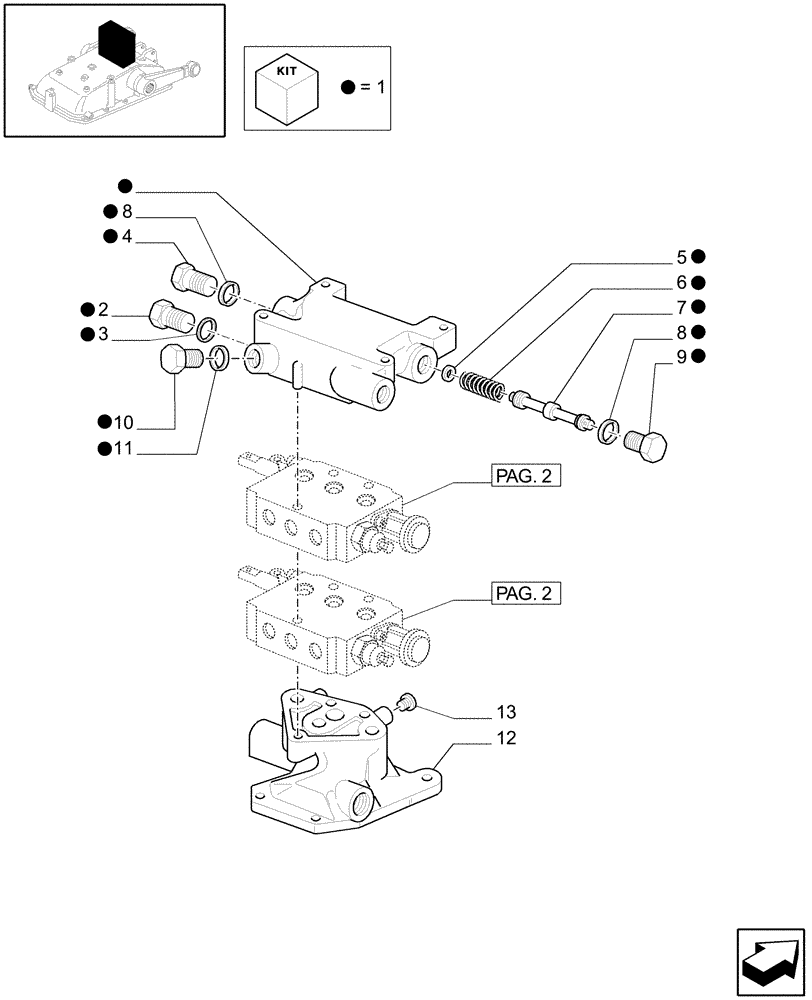 Схема запчастей Case IH JX1085C - (1.82.7/05[01]) - (VAR.028) 2 REAR REMOTE VALVES FOR MID-MOUNT AND EDC - CAPS AND FLANGE - C5484 (07) - HYDRAULIC SYSTEM