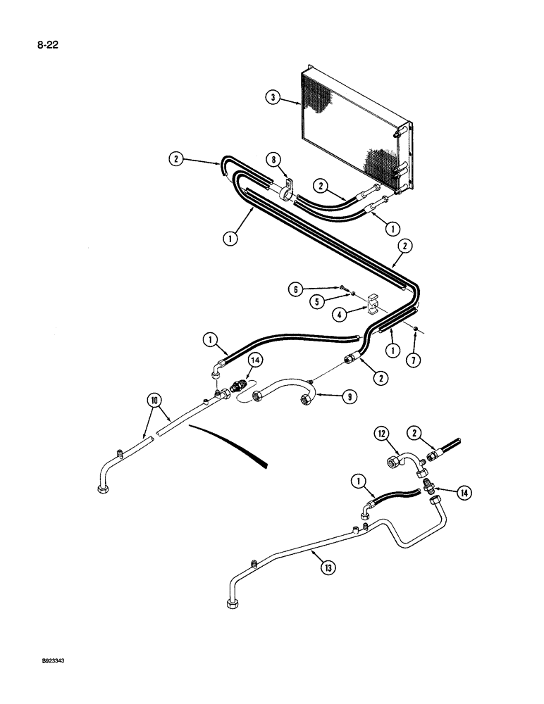 Схема запчастей Case IH 9260 - (8-022) - HYDRAULIC SYSTEM, OIL COOLER (08) - HYDRAULICS