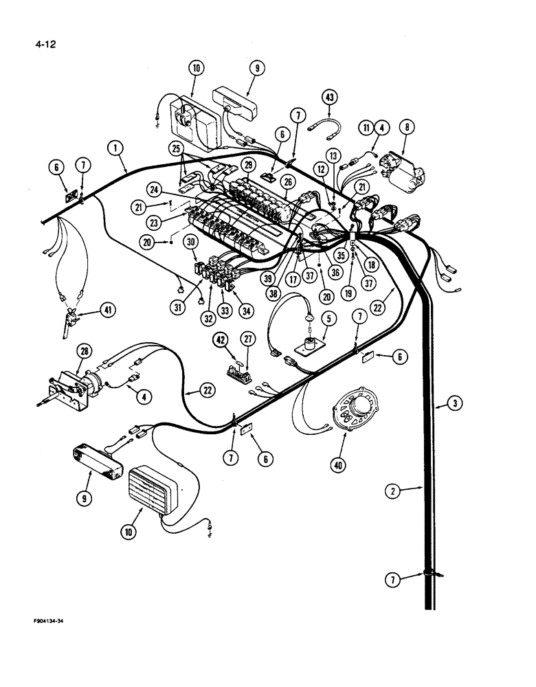 Схема запчастей Case IH 9280 - (4-012) - OVERHEAD CAB HARNESS (04) - ELECTRICAL SYSTEMS