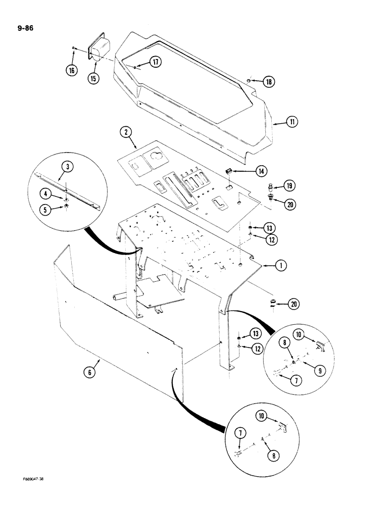 Схема запчастей Case IH STEIGER - (9-086) - CONTROL CONSOLE, ROPS (09) - CHASSIS/ATTACHMENTS