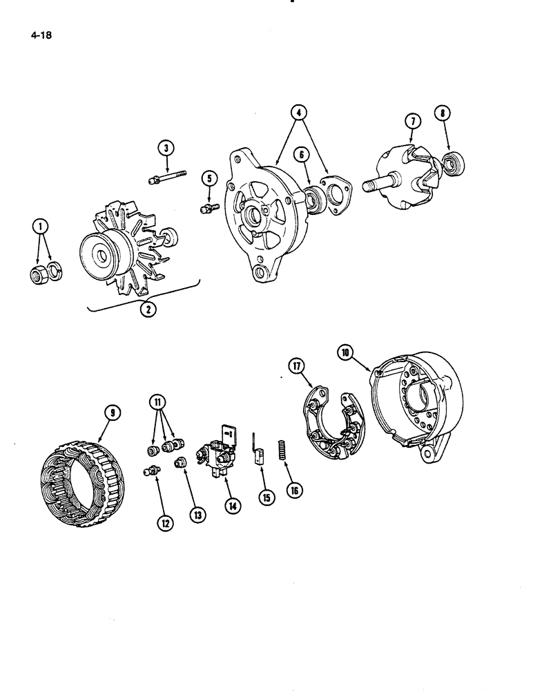 Схема запчастей Case IH 235 - (4-18) - ALTERNATOR (04) - ELECTRICAL SYSTEMS